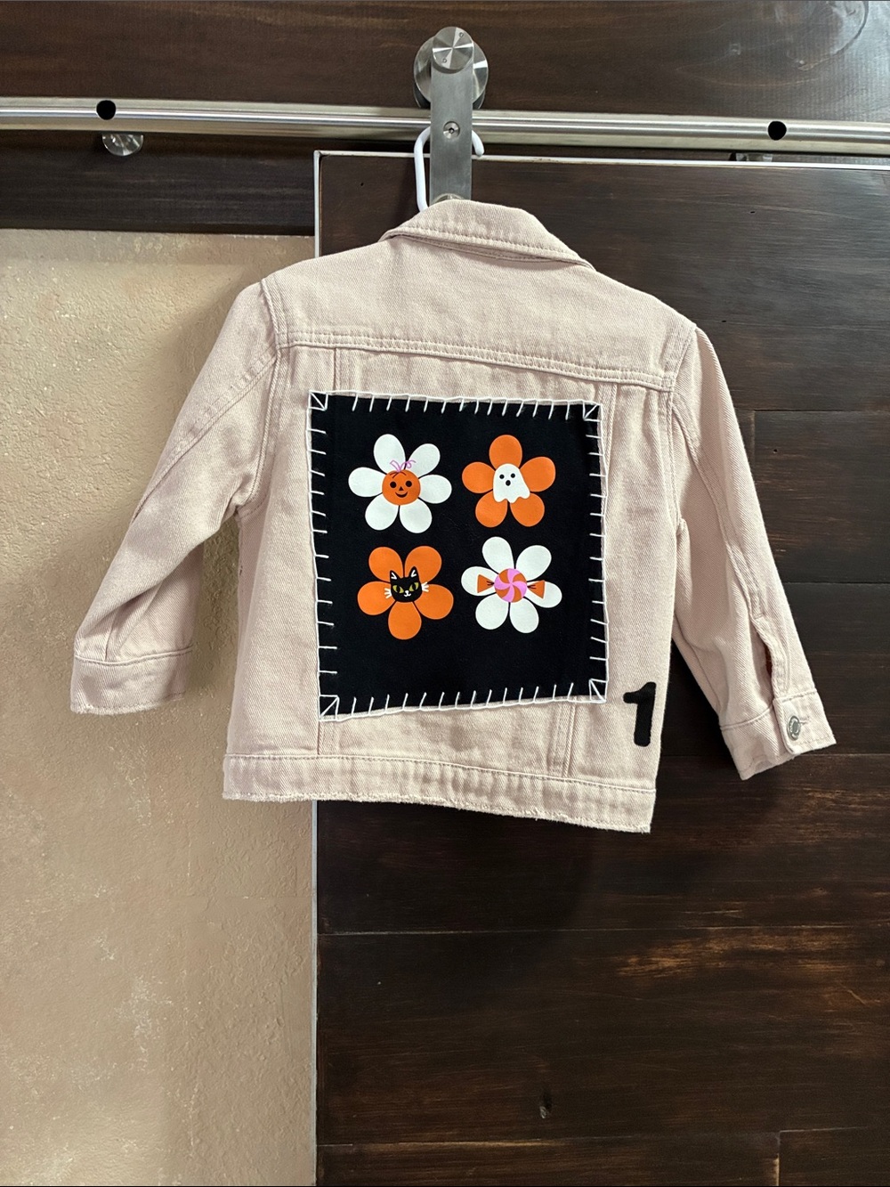 Upcycled Halloween Graphic Denim Jacket Size 3-4yr